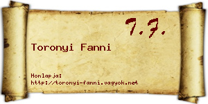 Toronyi Fanni névjegykártya